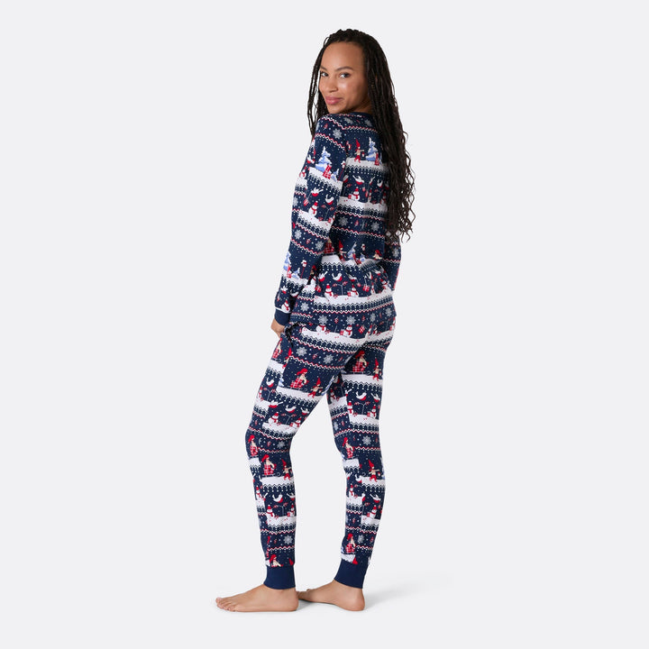 Pyjama de Noël femme - bleu à motifs