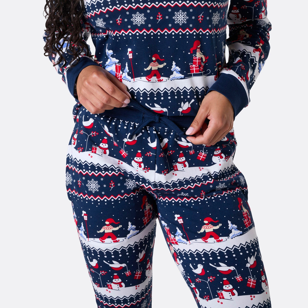 Pyjama de Noël femme - bleu à motifs