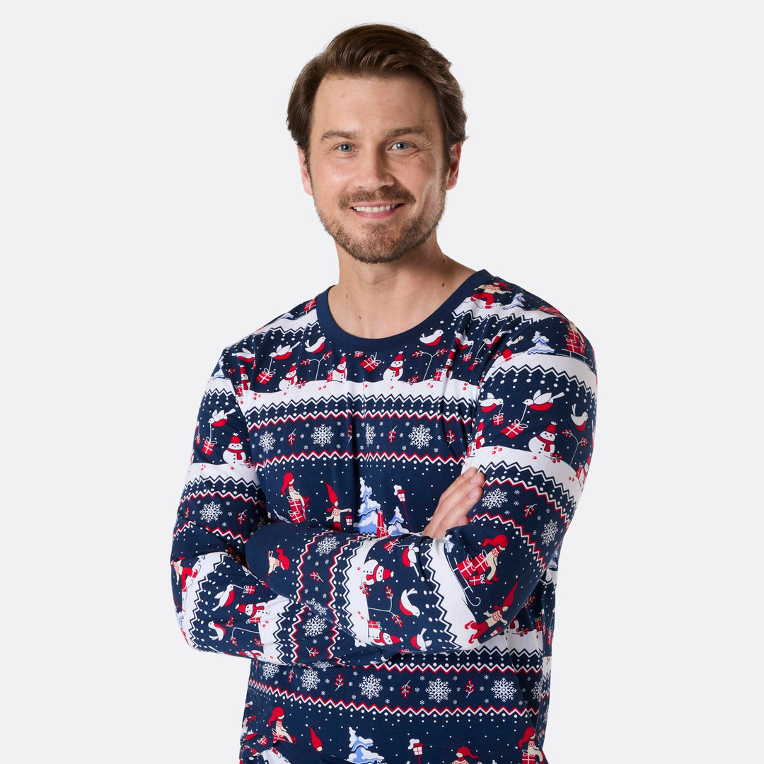 Pyjama de Noël homme - bleu à motifs