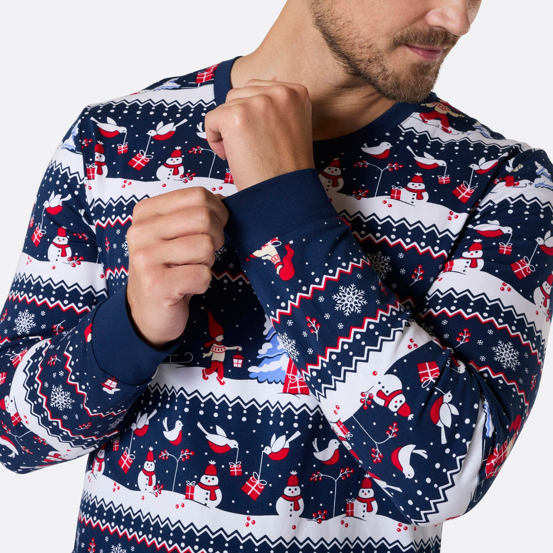Pyjama de Noël homme - bleu à motifs