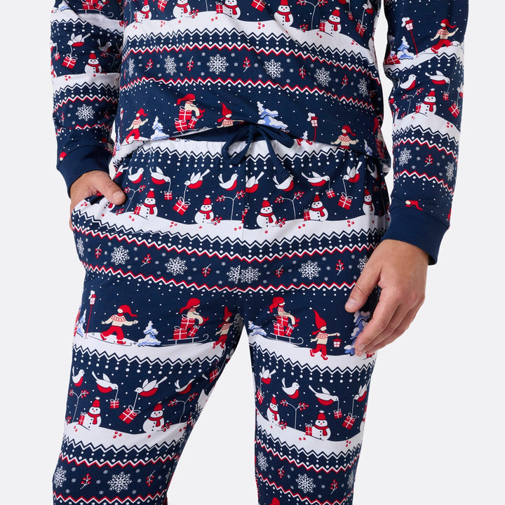 Pyjama de Noël homme - bleu à motifs