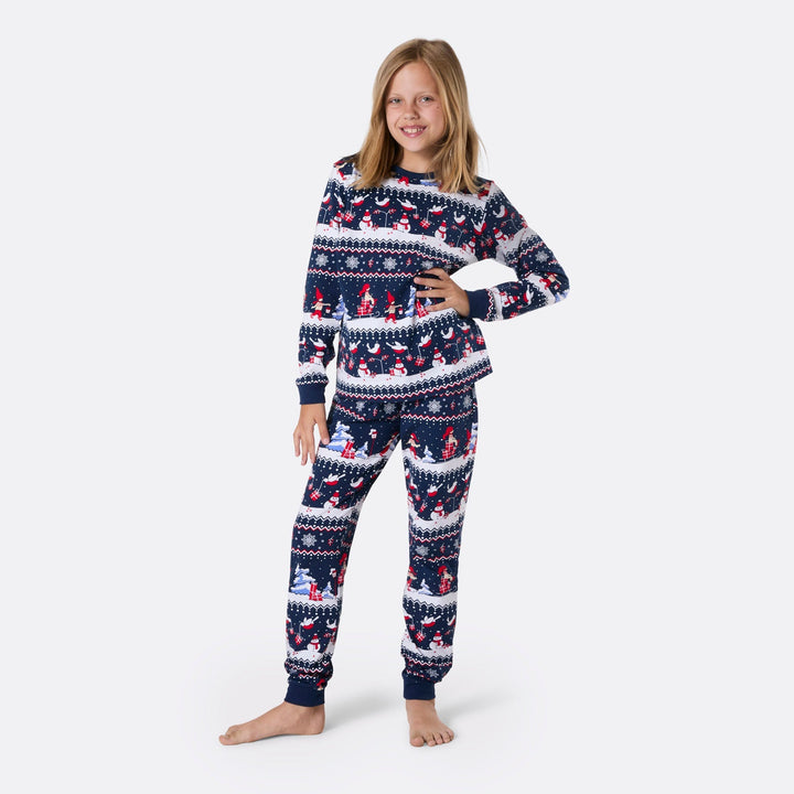 Pyjama de Noël enfant - bleu à motifs