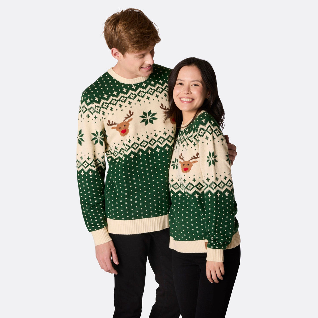 Pull de Noël homme Renne rétro - vert