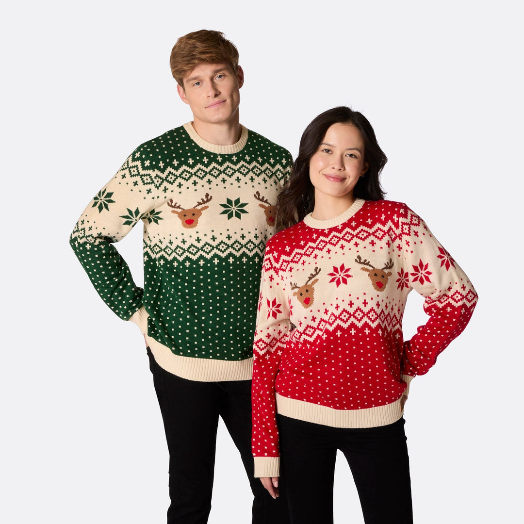 Pull de Noël homme Renne rétro - vert