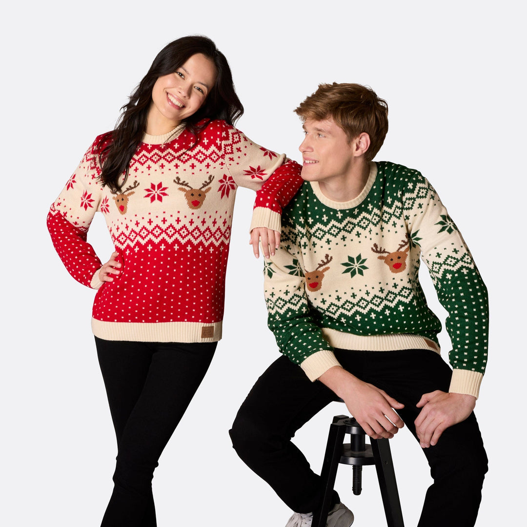 Pull de Noël homme Renne rétro - vert