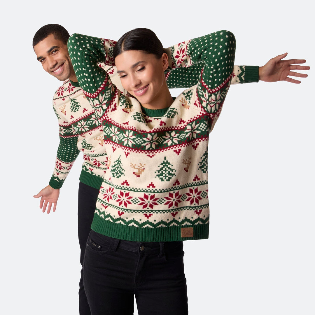 Pull de Noël matchy-matchy Sapin rétro - vert