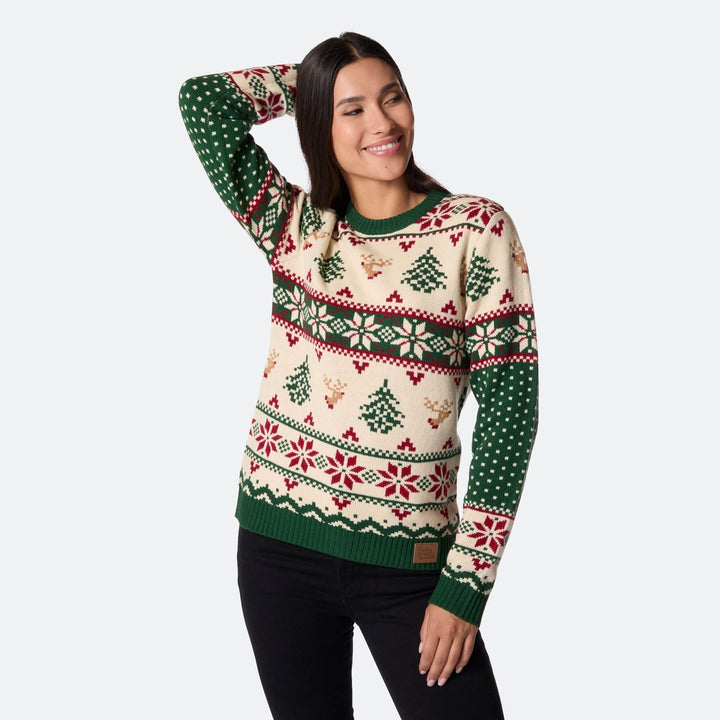 Pull de Noël matchy-matchy Sapin rétro - vert