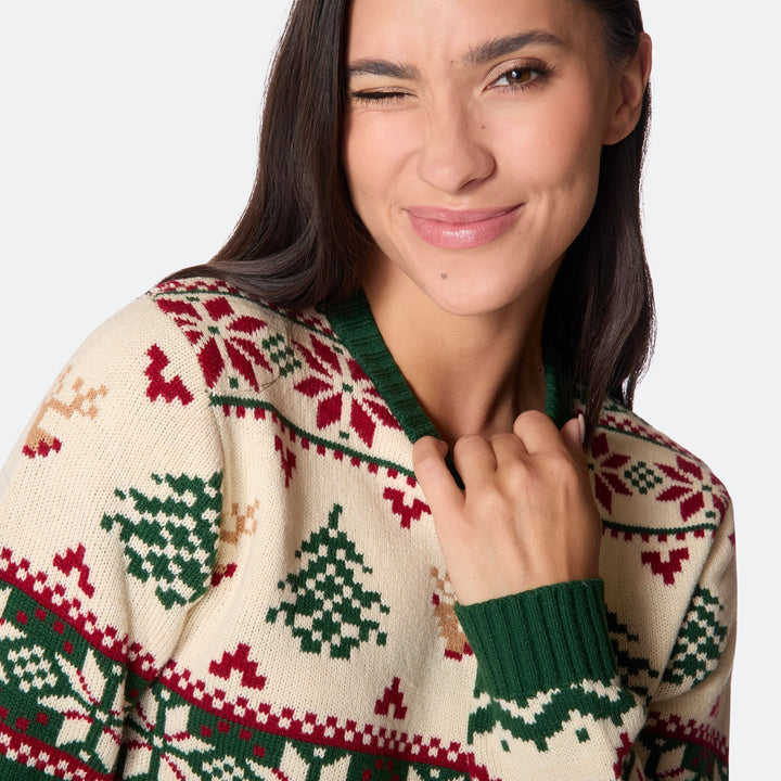 Pull de Noël matchy-matchy Sapin rétro - vert