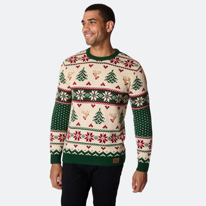 Pull de Noël matchy-matchy Sapin rétro - vert
