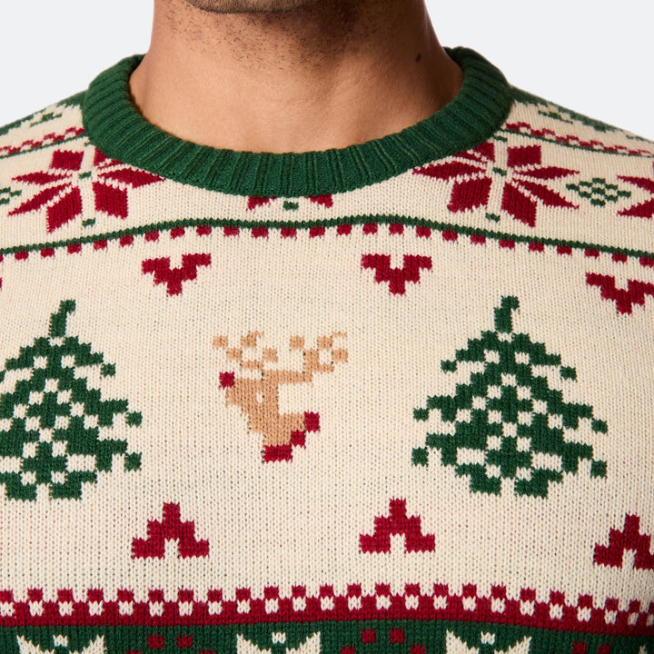 Pull de Noël matchy-matchy Sapin rétro - vert