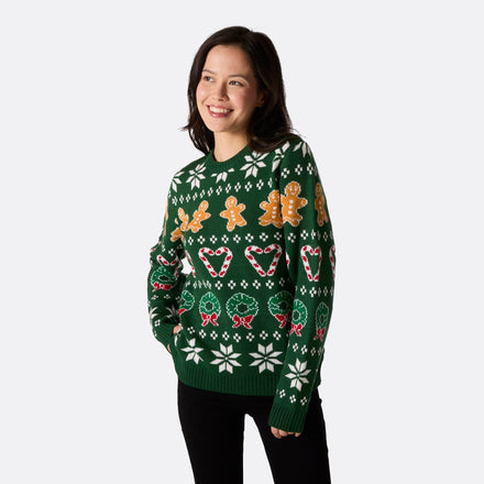 Pull de Noël matchy-matchy femme - vert