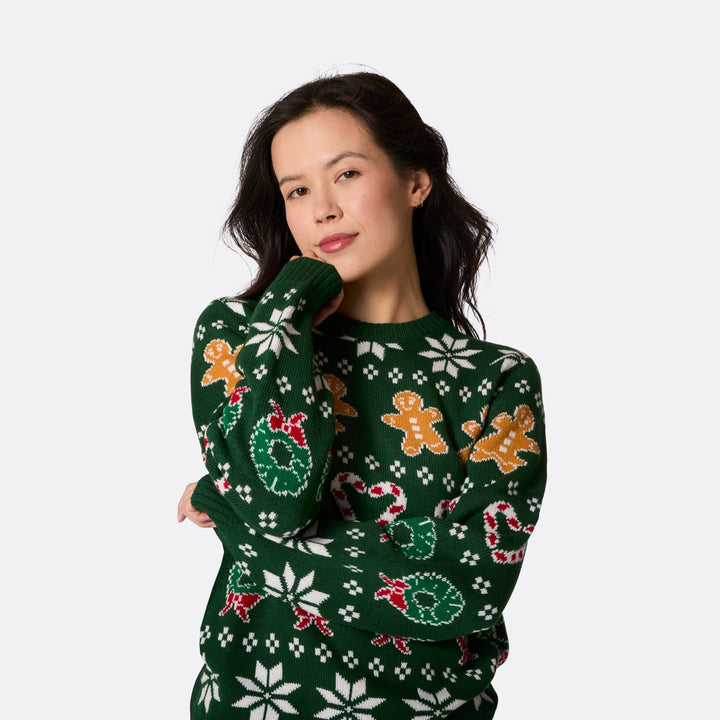 Pull de Noël matchy-matchy femme - vert