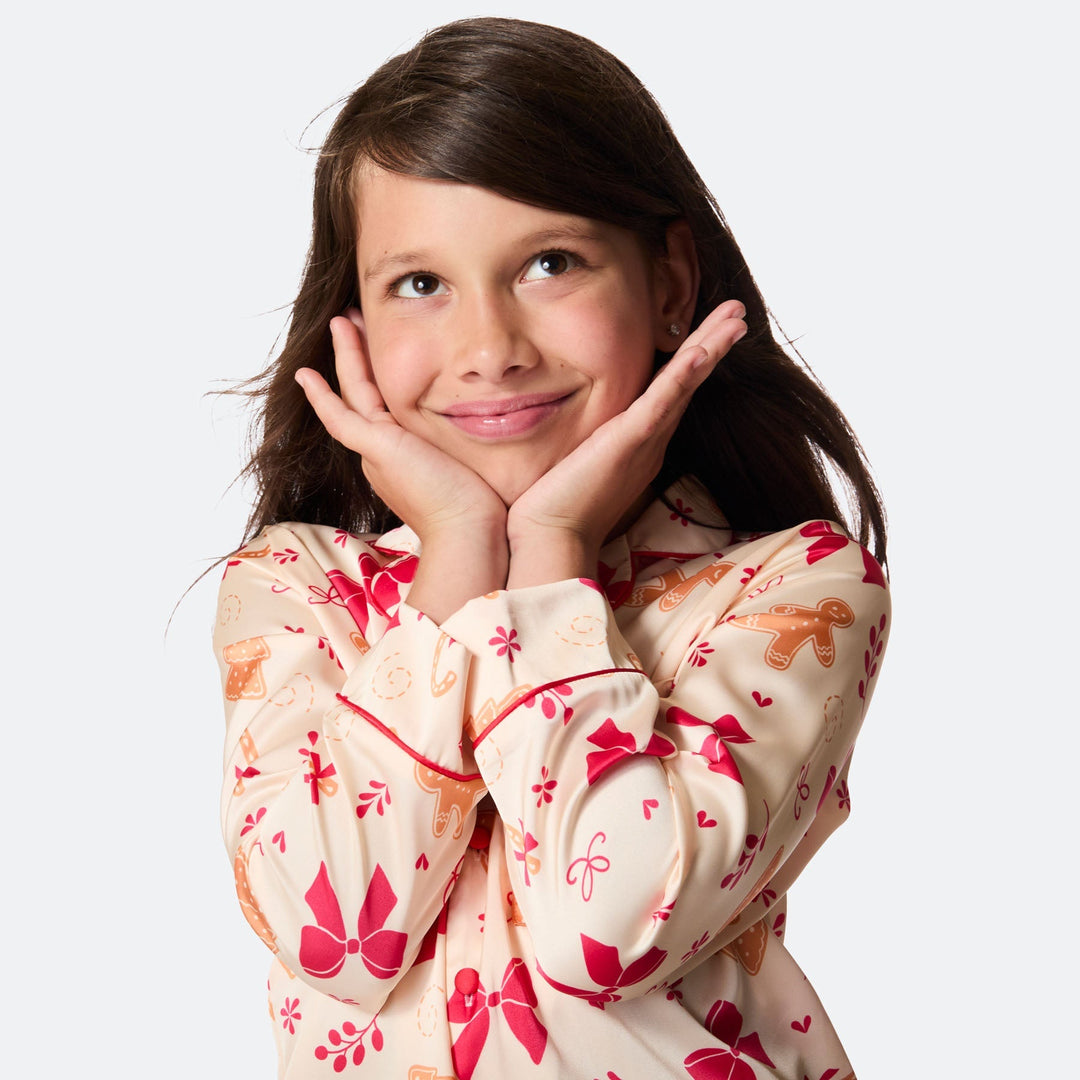 Pyjama de Noël enfant en satin Pain d'épices