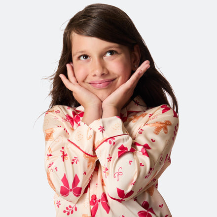 Pyjama de Noël enfant en satin Pain d'épices
