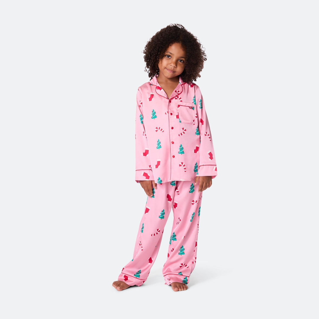 Pyjama de Noël matchy-matchy en satin - rose