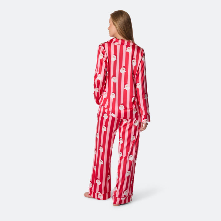 Pyjama de Noël femme en satin à rayures