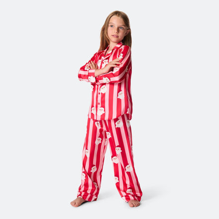 Pyjama de Noël enfant en satin à rayures