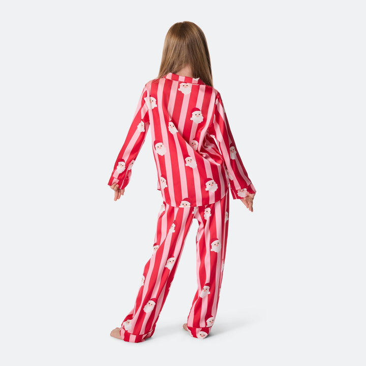 Pyjama de Noël enfant en satin à rayures