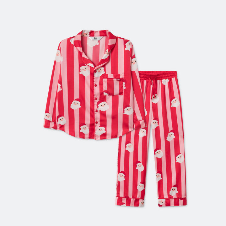 Pyjama de Noël enfant en satin à rayures