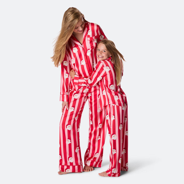 Pyjama de Noël femme en satin à rayures
