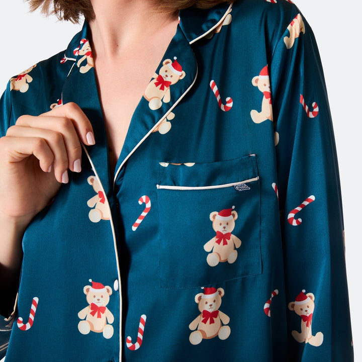 Pyjama de Noël matchy-matchy en satin Teddy Bear
