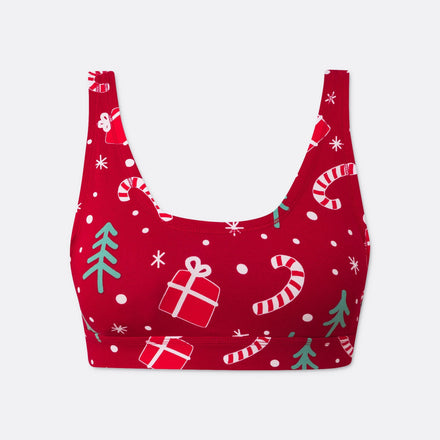 Soutien-gorge de sport de Noël - rouge à motifs
