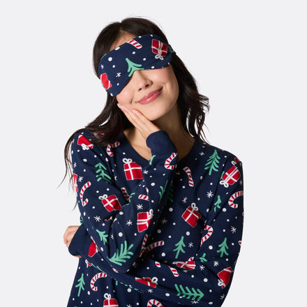 Masque de sommeil - bleu à motifs de Noël