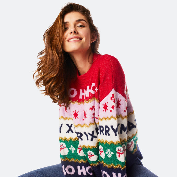 Pull de Noël matchy-matchy oversize à rayures