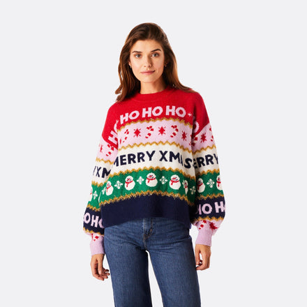 Pull de Noël oversize femme à rayures