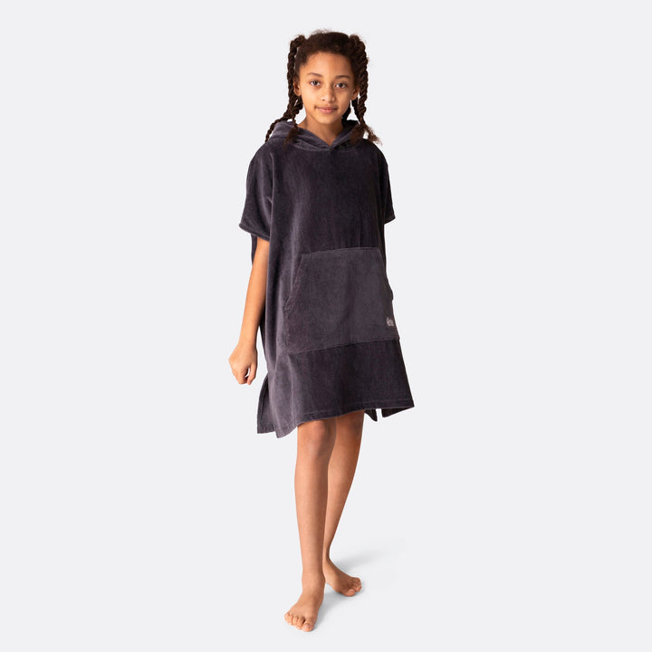 Poncho de bain enfant - gris foncé