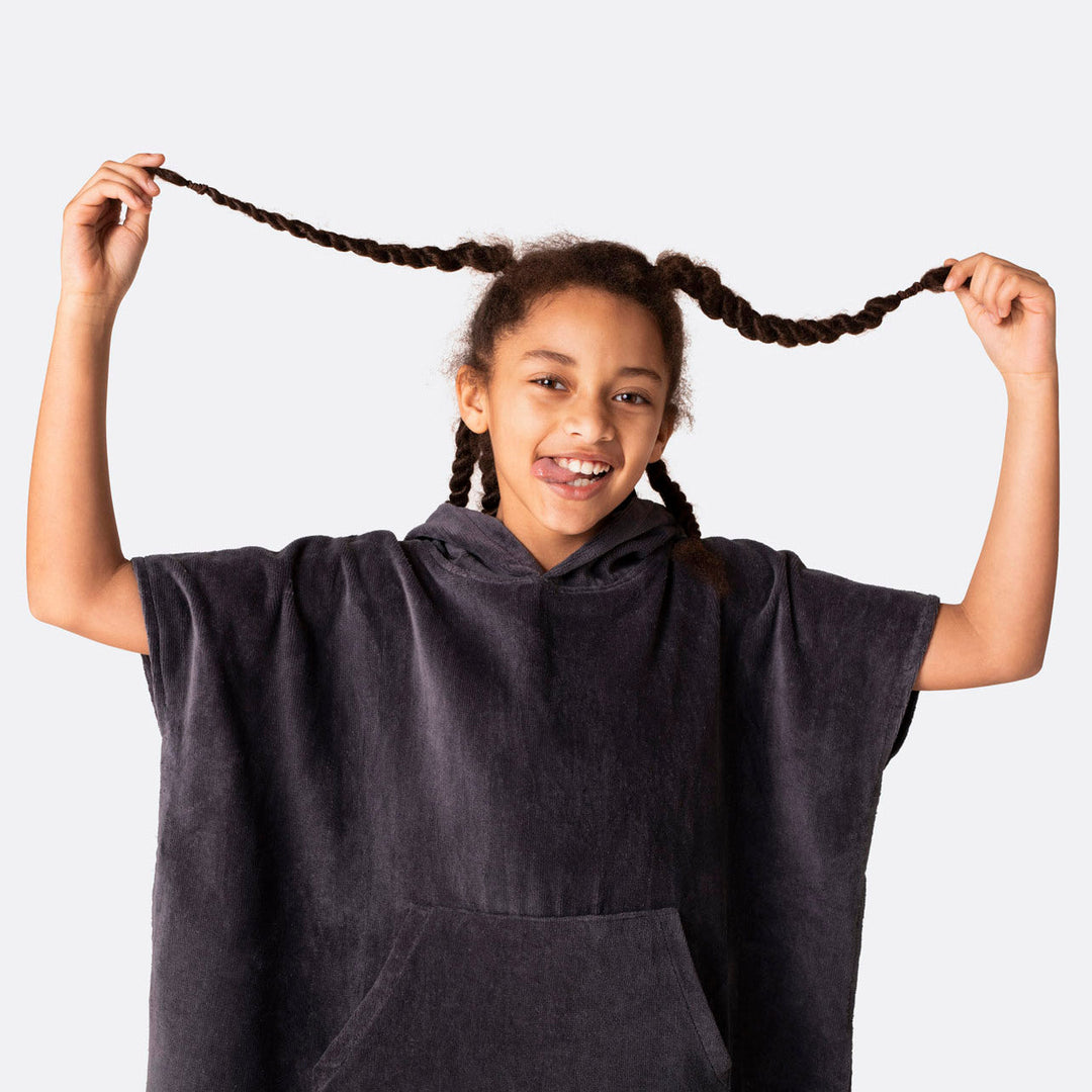 Poncho de bain enfant - gris foncé