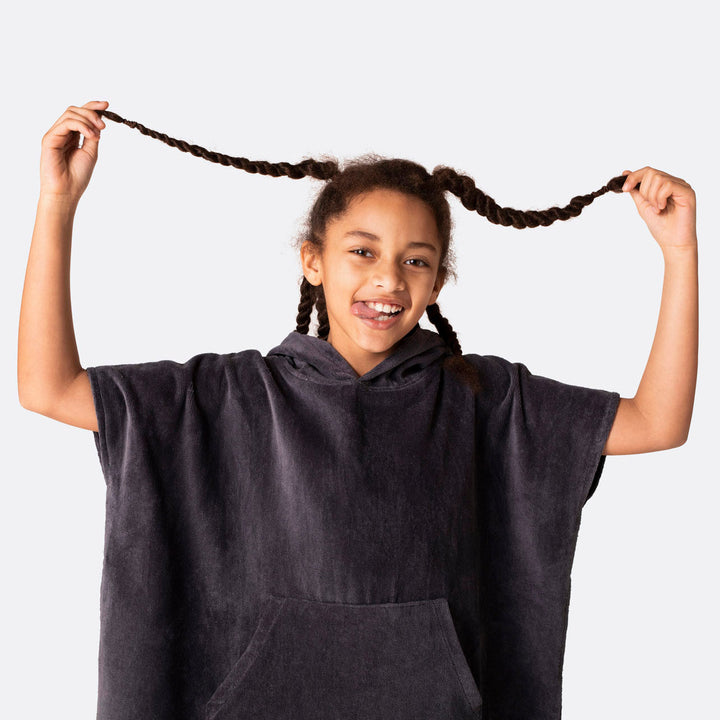 Poncho de bain enfant - gris foncé