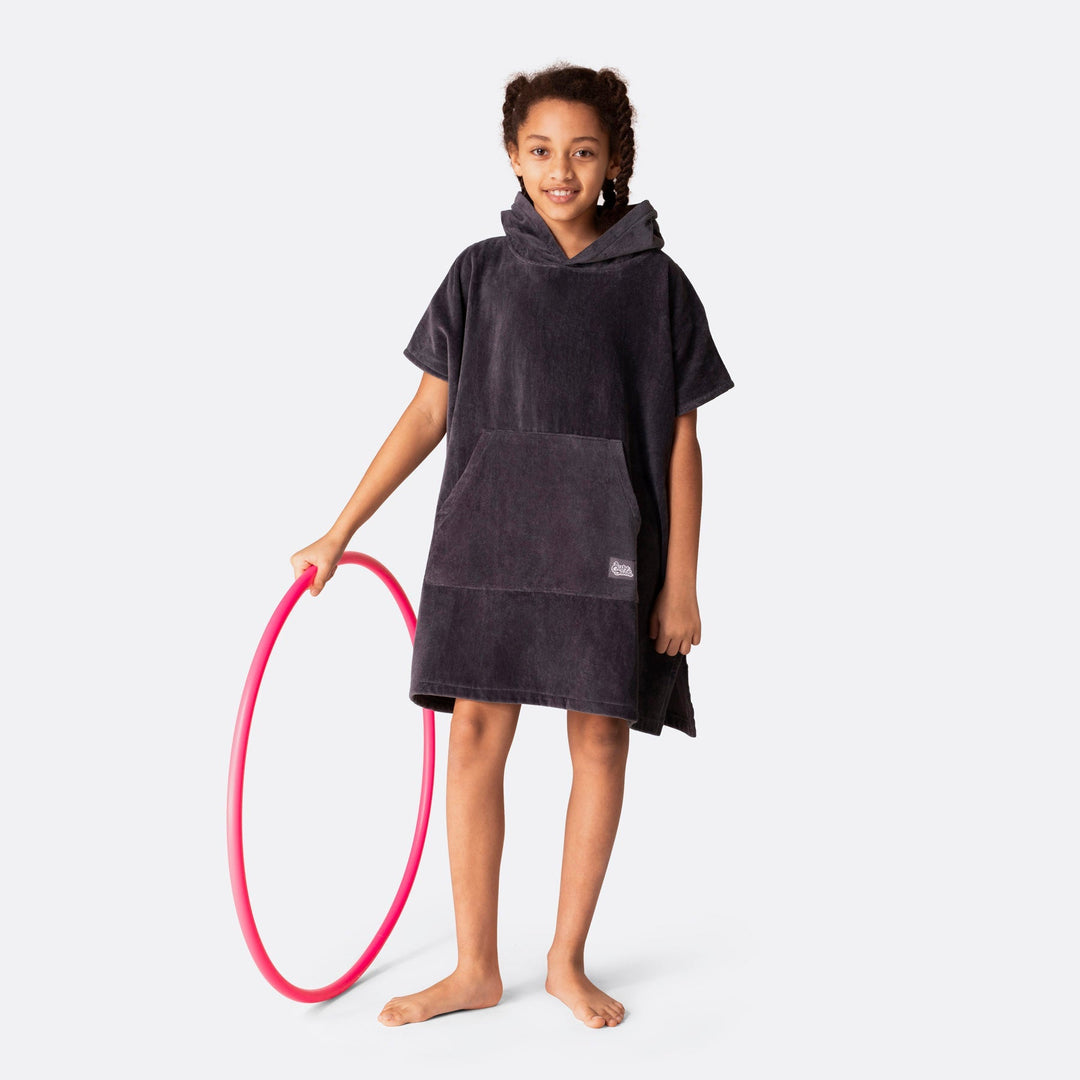 Poncho de bain enfant - gris foncé