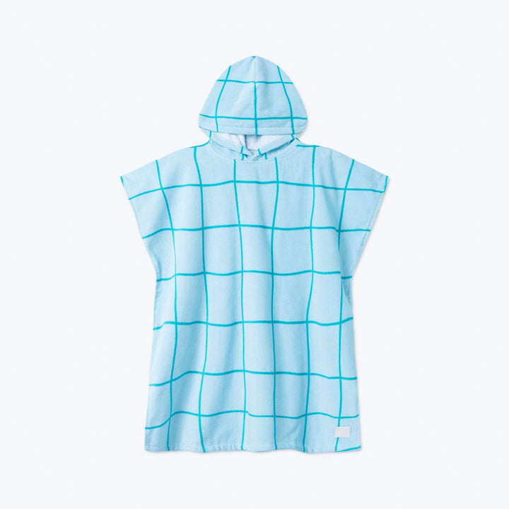 Poncho de bain enfant - bleu à grands carreaux