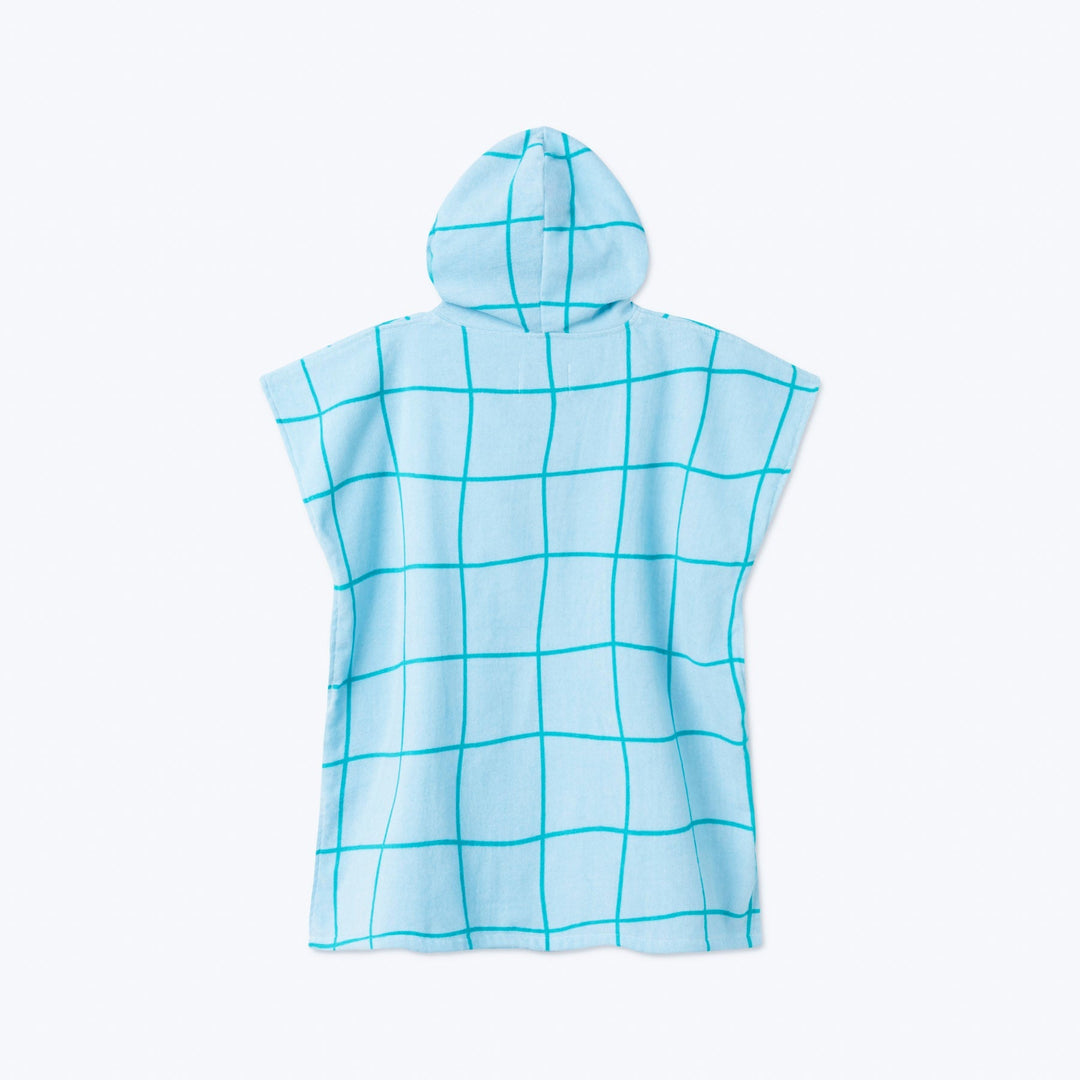 Poncho de bain enfant - bleu à grands carreaux