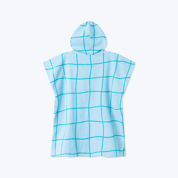 Poncho de bain enfant - bleu à grands carreaux