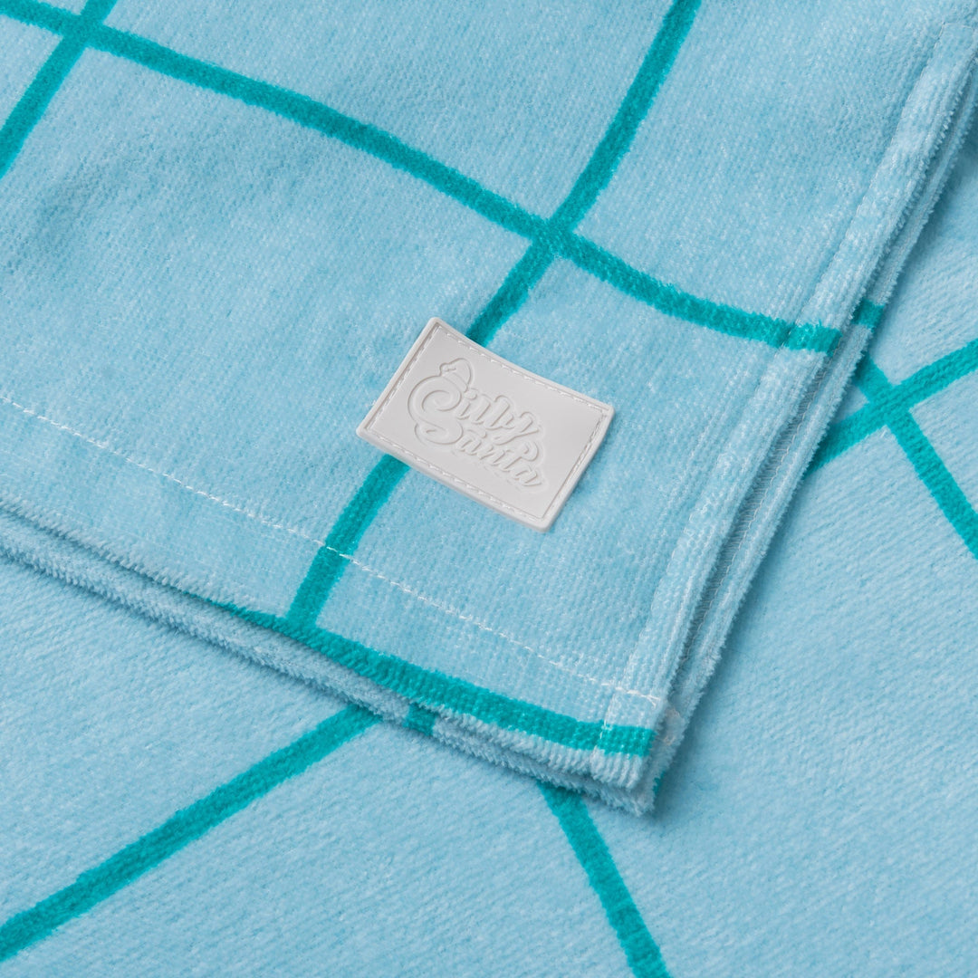 Poncho de bain enfant - bleu à grands carreaux