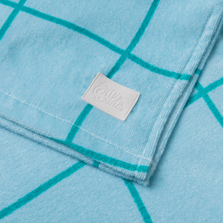 Poncho de bain enfant - bleu à grands carreaux