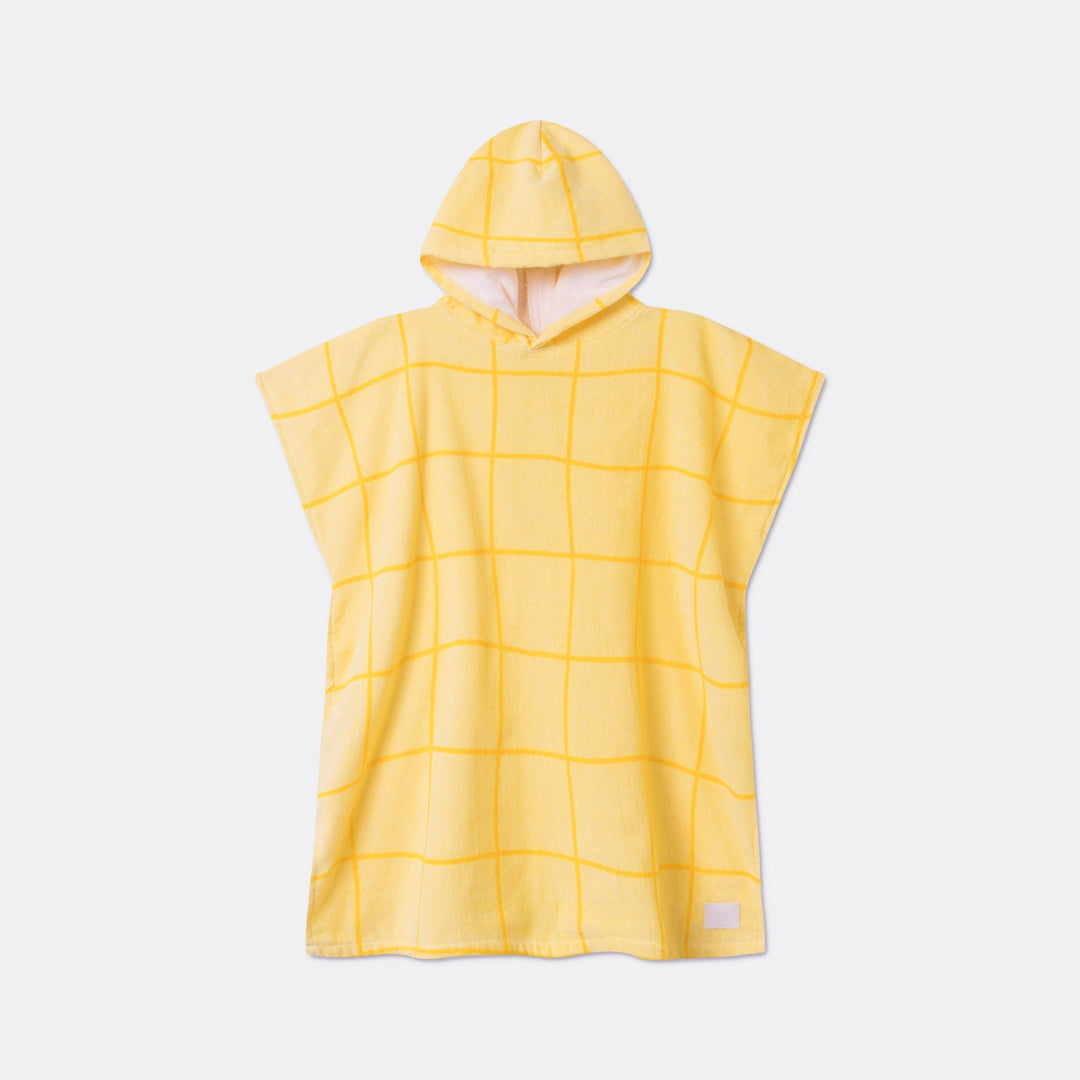 Poncho de bain enfant - jaune à grands carreaux