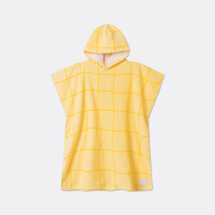 Poncho de bain enfant - jaune à grands carreaux