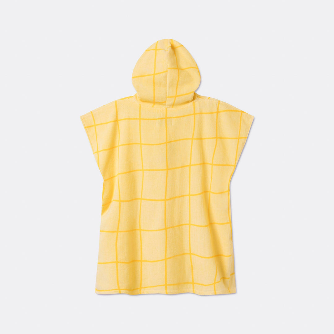 Poncho de bain enfant - jaune à grands carreaux