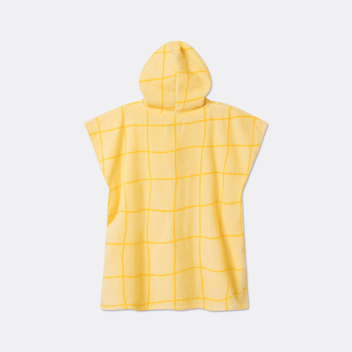 Poncho de bain enfant - jaune à grands carreaux