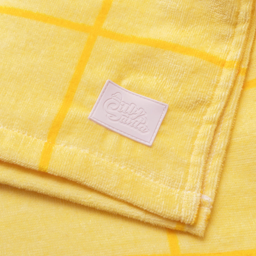 Poncho de bain enfant - jaune à grands carreaux