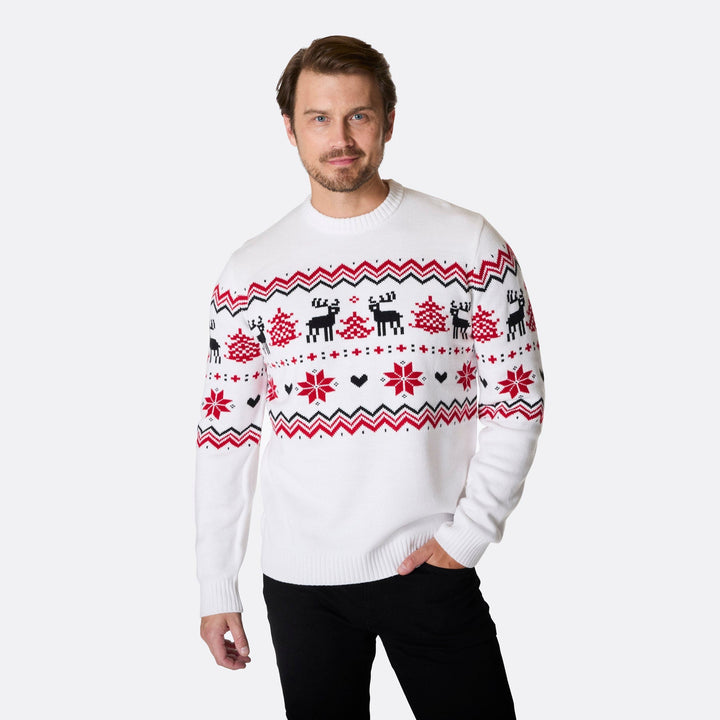 Pull de Noël homme rétro - blanc