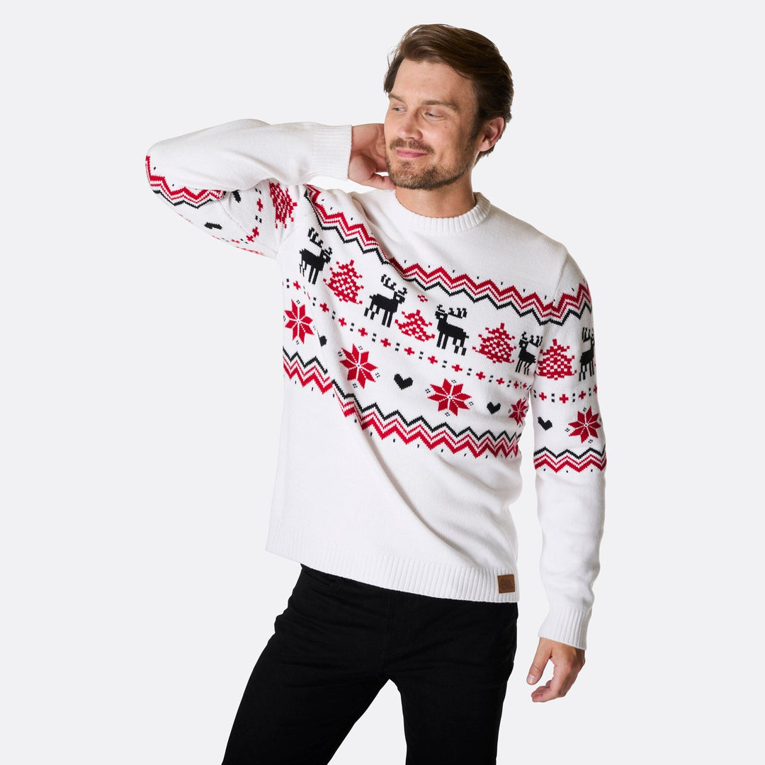 Pull de Noël homme rétro - blanc