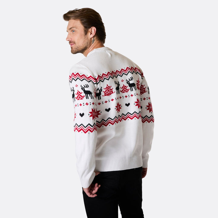Pull de Noël homme rétro - blanc