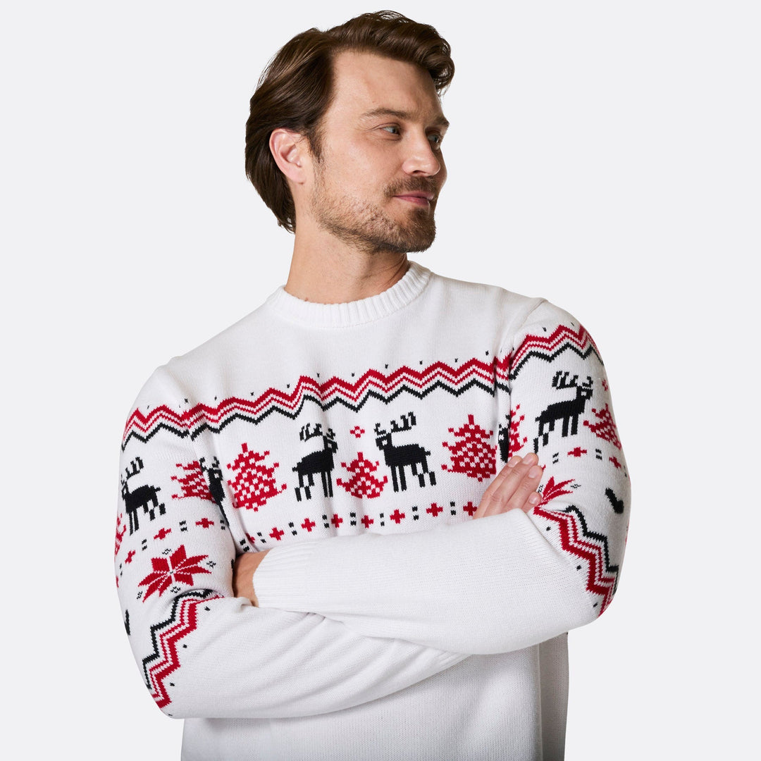 Pull de Noël homme rétro - blanc
