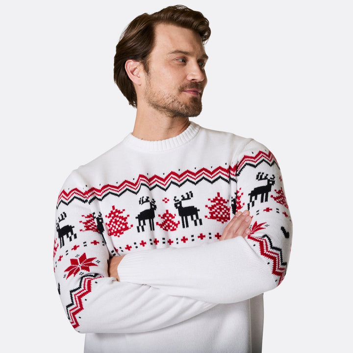 Pull de Noël homme rétro - blanc
