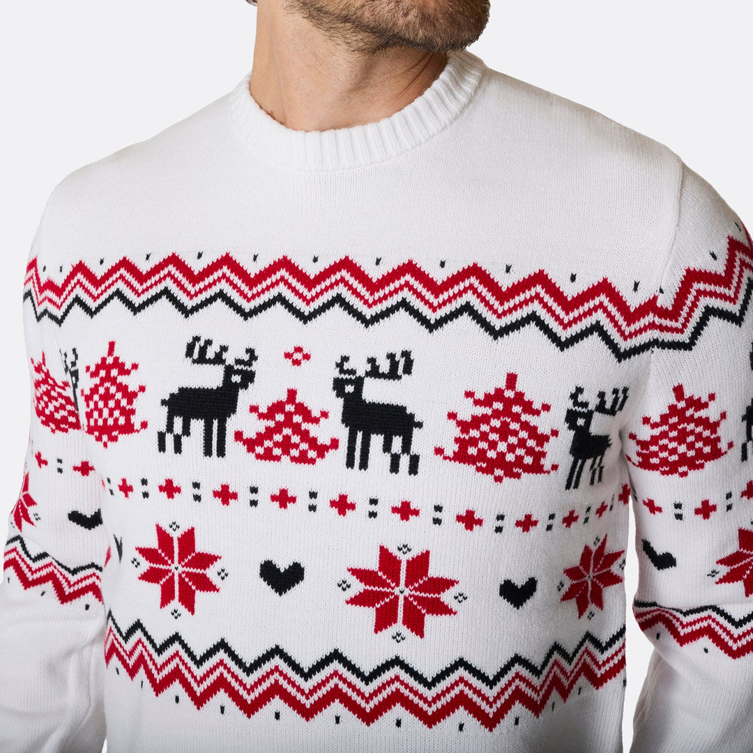 Pull de Noël homme rétro - blanc