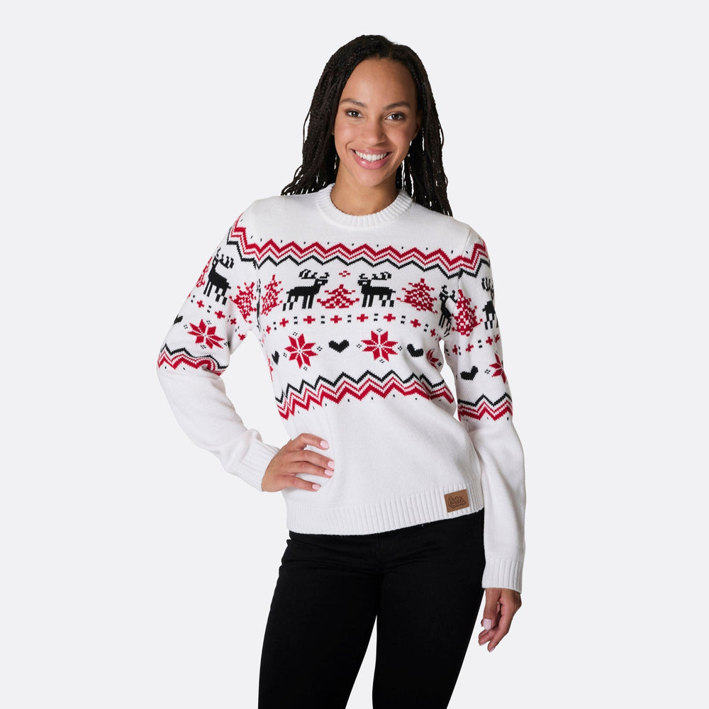 Pull de Noël femme rétro - blanc